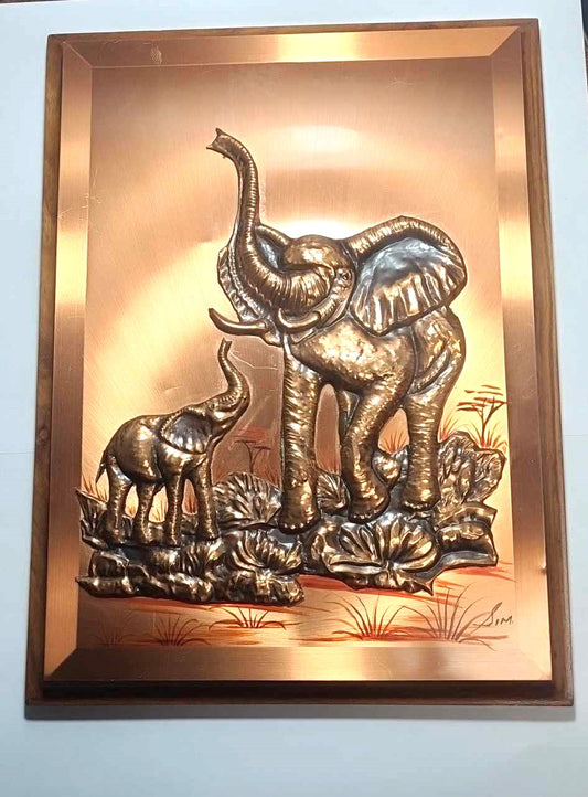 Wall Hanging, Copper Elephant Art