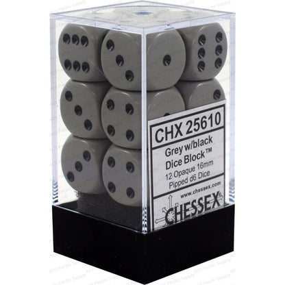 Chessex Dice  - 16mm D6 dice Blocks (12 dice)