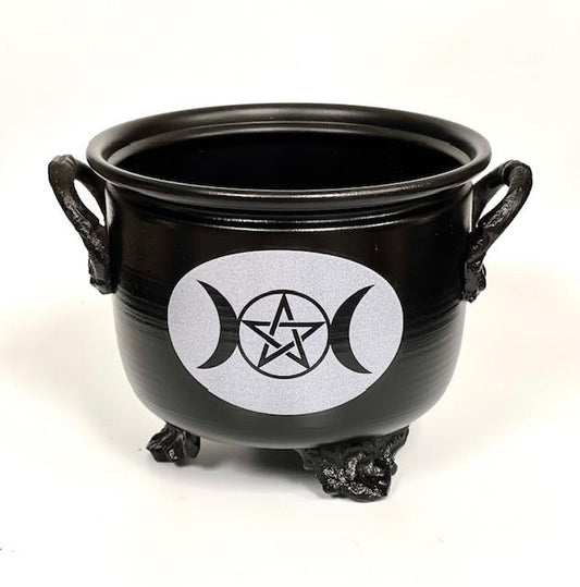 Cauldron, Iron Burner Triple Goddess Pentagram