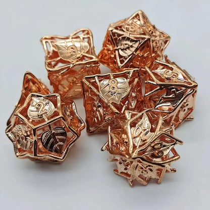 Dice Sets, Hollow Metal Polyhedron 7 Piece Set