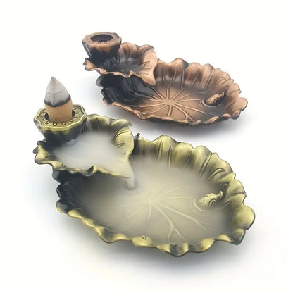 Backflow Metal Incense Burner - Lotus Leaf