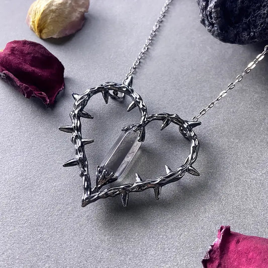 Necklace, Vintage-Style Witch Heart Charm