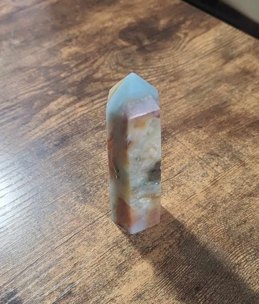 Obelisk, Ocean Jasper with Druzy pockets 3.5v inches tall