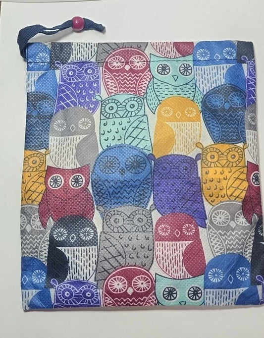 Owl Pull Tie Bag, 7 Inch Across