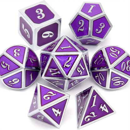 Dice Sets, Metal and Enamel Polyhedron 7 Piece Set