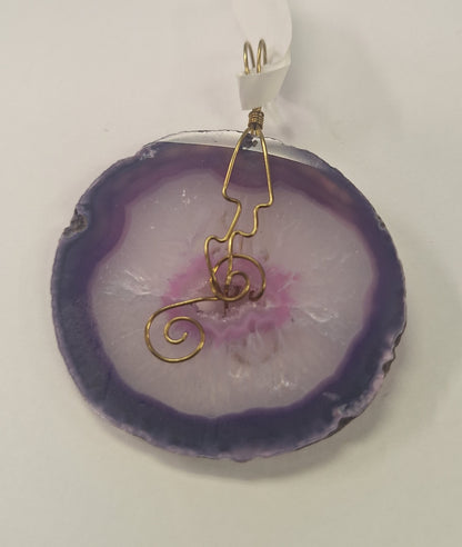 Pendant, Hand Wrapped Agate Slices