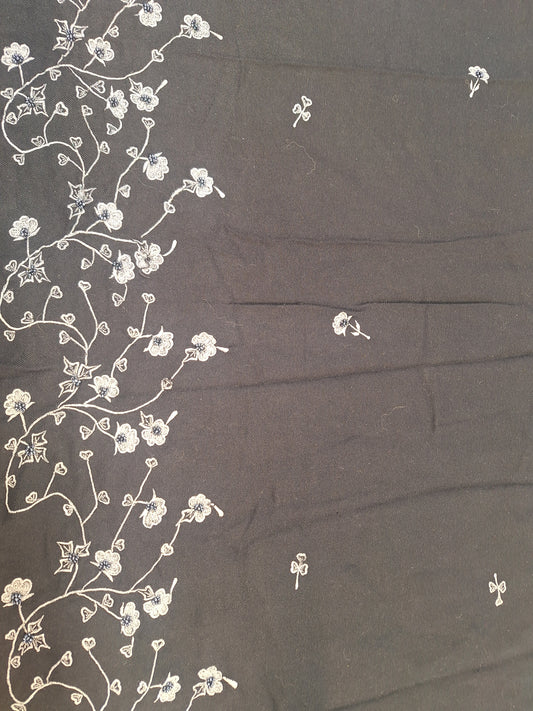 Altar Cloth, Black with White flower Motif