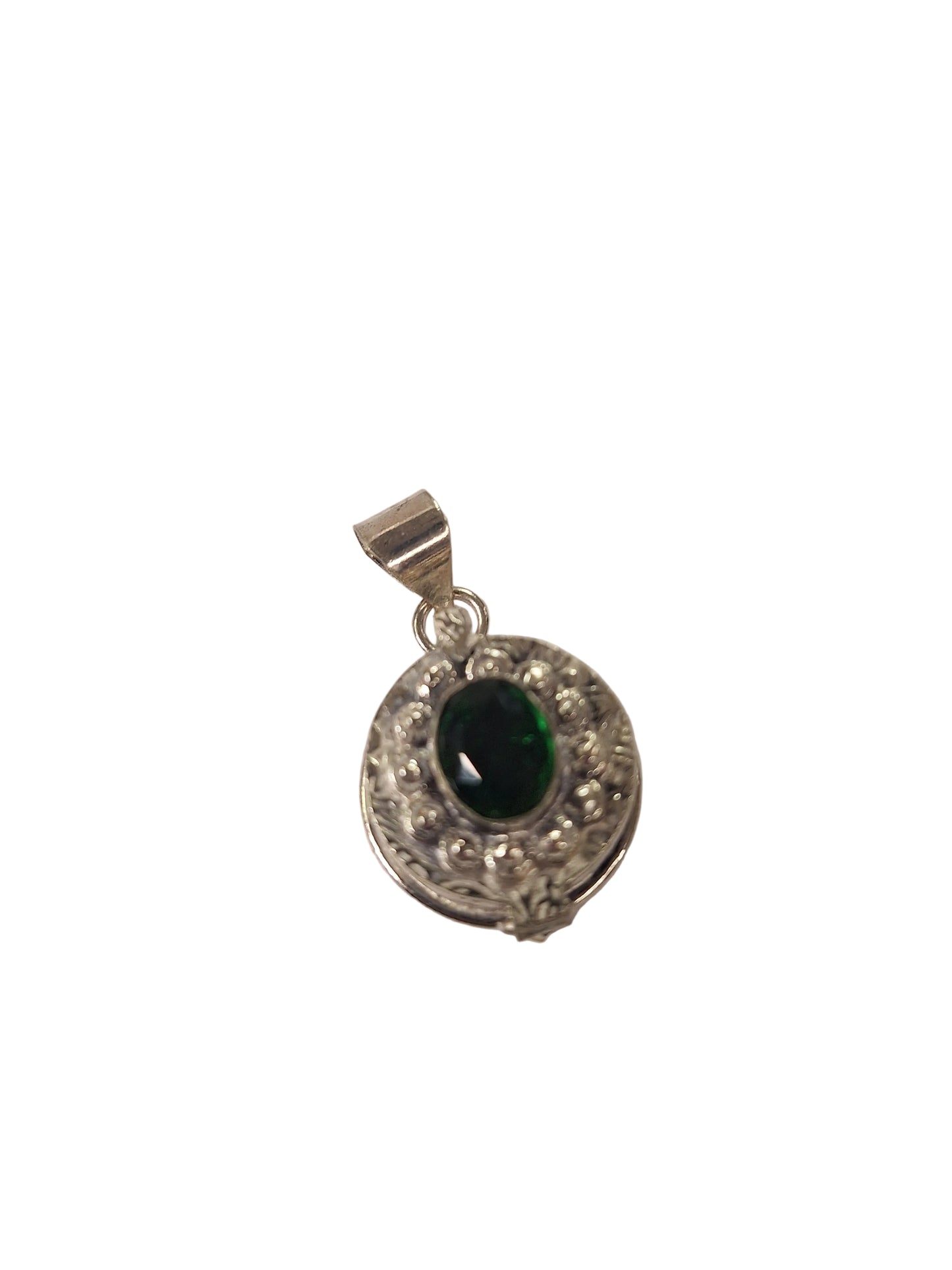 Sterling Silver Pendant - Poison Pendant / Locket with Chrome Diopside
