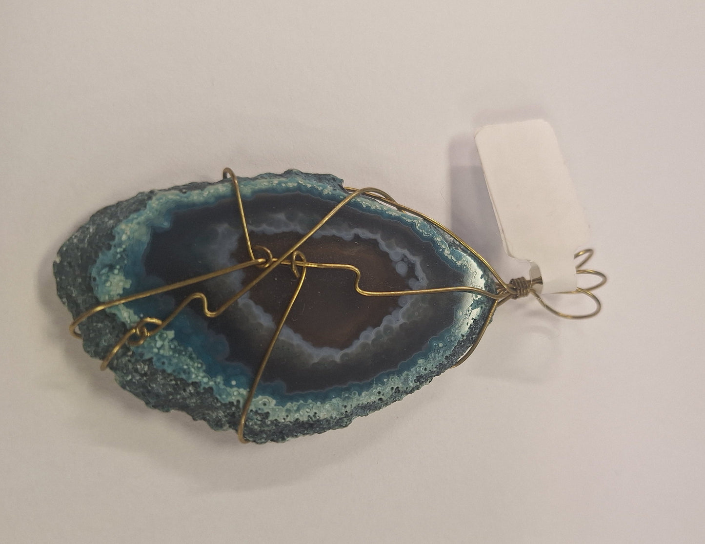 Pendant, Hand Wrapped Agate Slices