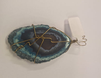 Pendant, Hand Wrapped Agate Slices