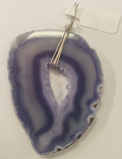 Pendant, Hand Wrapped Agate Slices