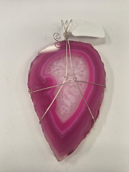 Pendant, Hand Wrapped Agate Slices