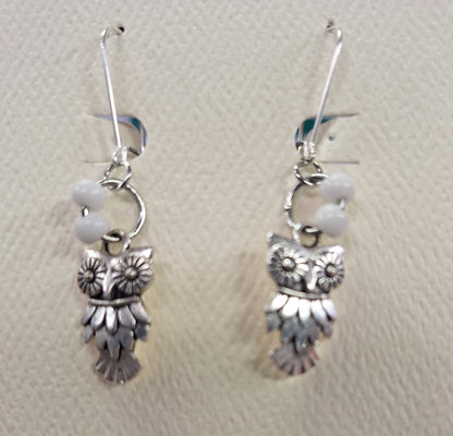 Earrings, Owls with Various beads