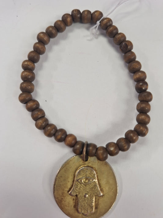 Bracelet 4mm would with Hamsa Hand