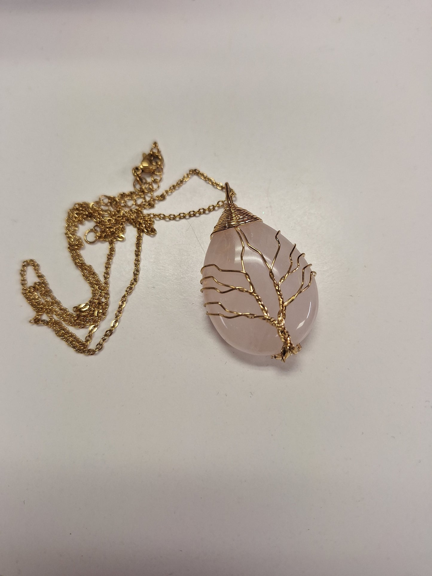 Necklace- Rose Quartz Tree of Life