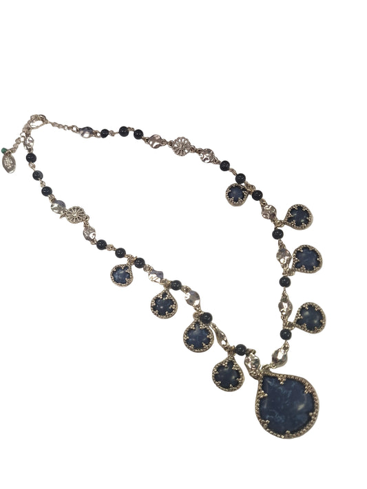 Necklace, White Metal and Sodalite.
