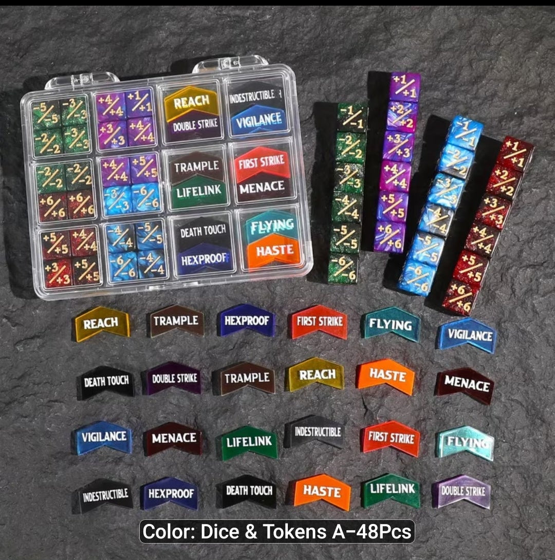 Counter Dice & Ability Keywords Buff Tokens with Box,