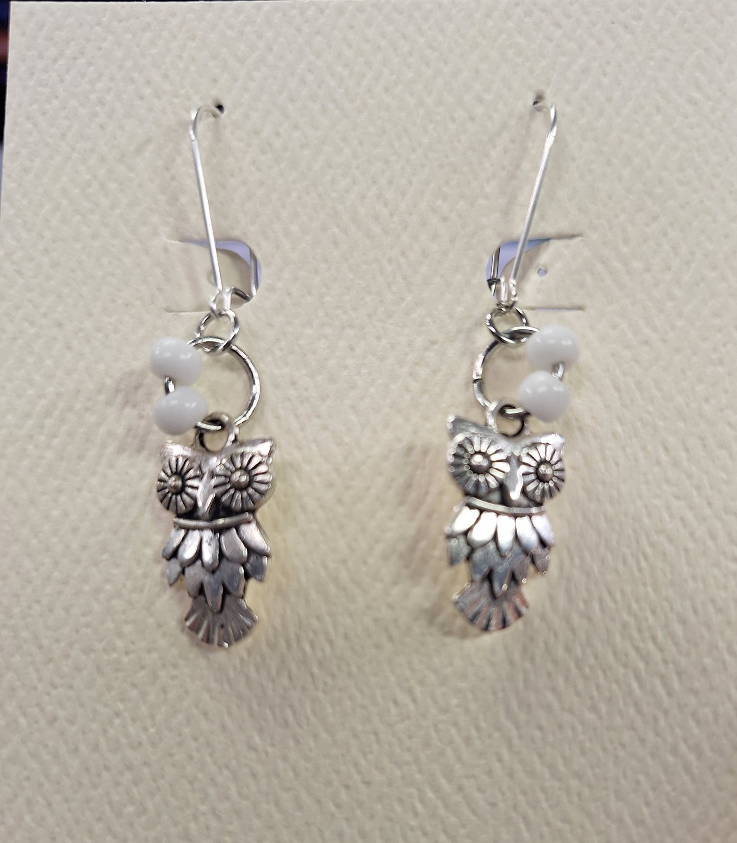 Earrings, Owls with Various beads