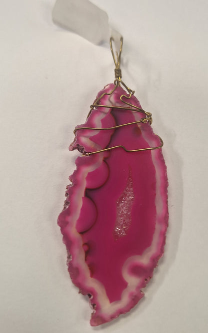 Pendant, Hand Wrapped Agate Slices