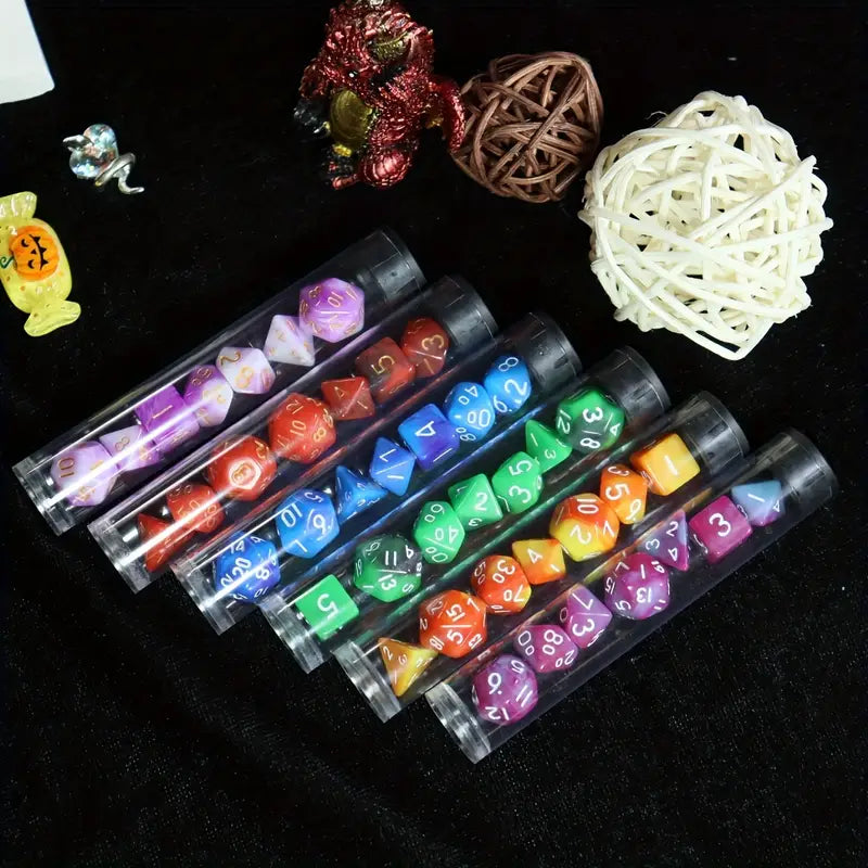 Dice Set, Mini Set of Seven in tube