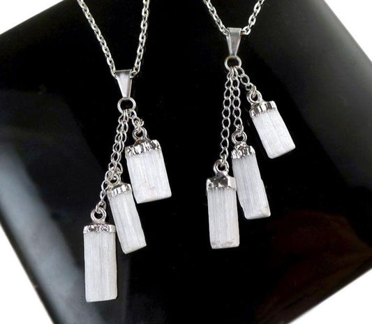 Gemstone Pendant, Selenite Dangles