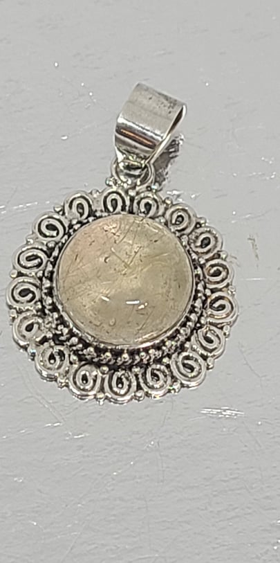 Pendant, Sterling Silver with Rutilated Quartz