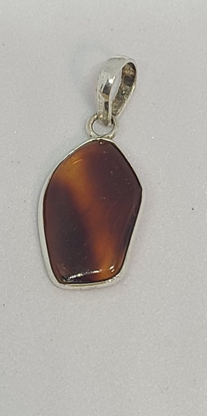 Pendant, Sterling Silver and Baltic Amber