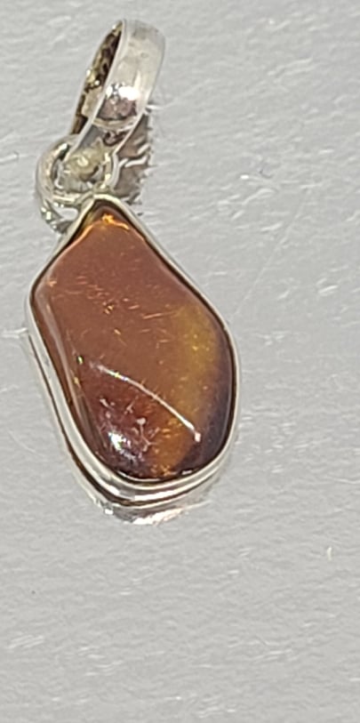 Pendant, Sterling Silver and Baltic Amber