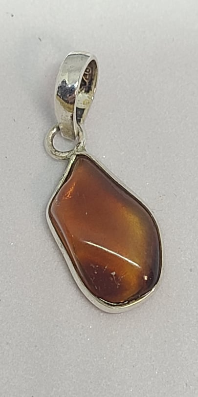 Pendant, Sterling Silver and Baltic Amber