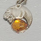 Pendant, Sterling Silver and Baltic Amber with Filigree (lion)