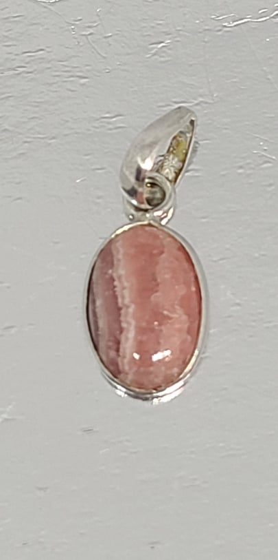Pendant, Sterling Silver and Rhodochrosite (Bacon Stone)