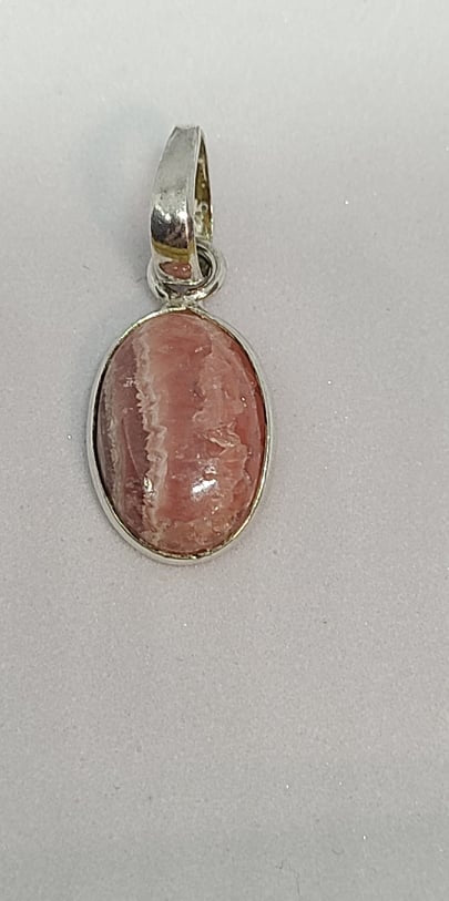 Pendant, Sterling Silver and Rhodochrosite (Bacon Stone)