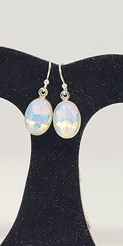 Earrings, Sterling Silver and Opalite