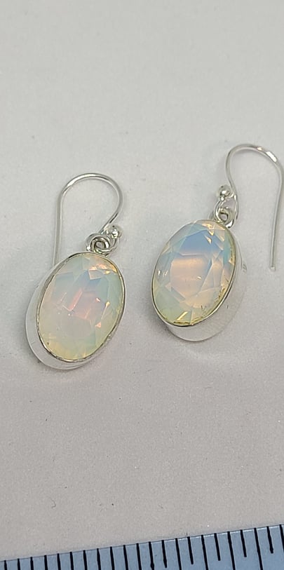 Earrings, Sterling Silver and Opalite