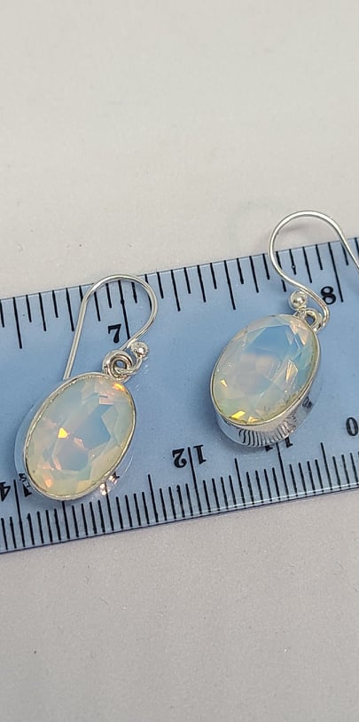 Earrings, Sterling Silver and Opalite