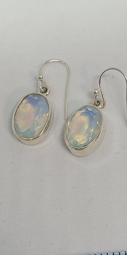Earrings, Sterling Silver and Opalite