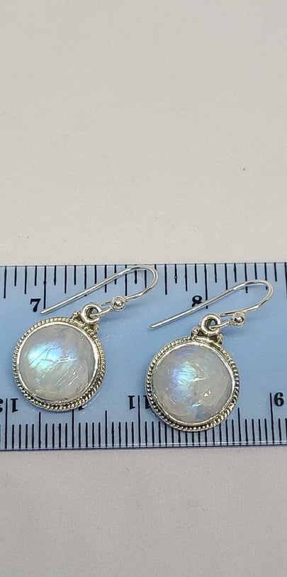 Earrings, Sterling Silver and Moonstone