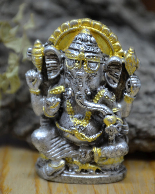 Diety Figurine, Ganesha, Pewter, sitting