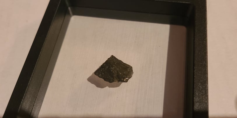 Moldavite, Specimen in Floating Frame