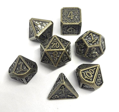 Dice Sets, Solid Metal Polyhedron 7 Piece Set