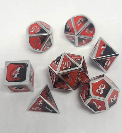 Dice Sets, Metal and Enamel Polyhedron 7 Piece Set