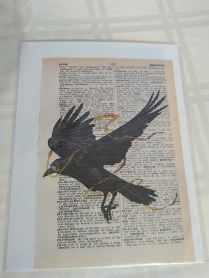 Art Prints on Dictionary Pages: Raven