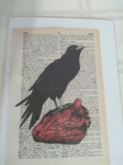 Art Prints on Dictionary Pages: Raven