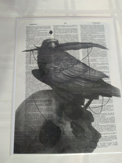 Art Prints on Dictionary Pages: Raven