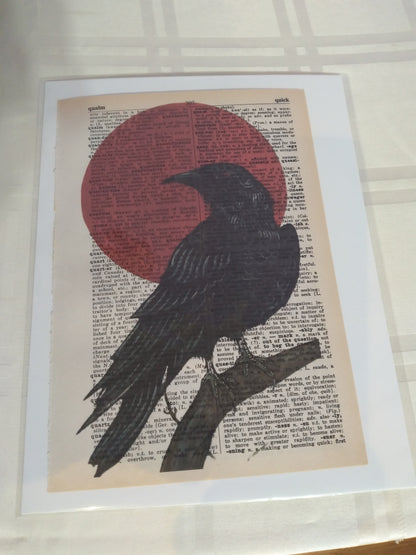 Art Prints on Dictionary Pages: Raven