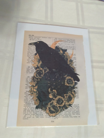 Art Prints on Dictionary Pages: Raven