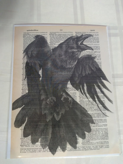 Art Prints on Dictionary Pages: Raven