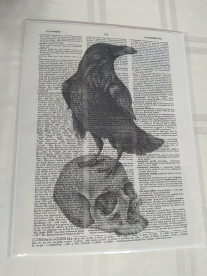 Art Prints on Dictionary Pages: Raven