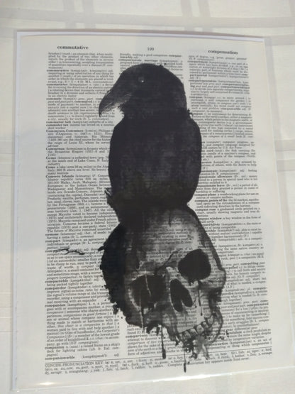 Art Prints on Dictionary Pages: Raven