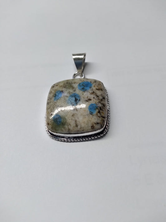 Pendant, Sterling silver , K2 Stone, Square